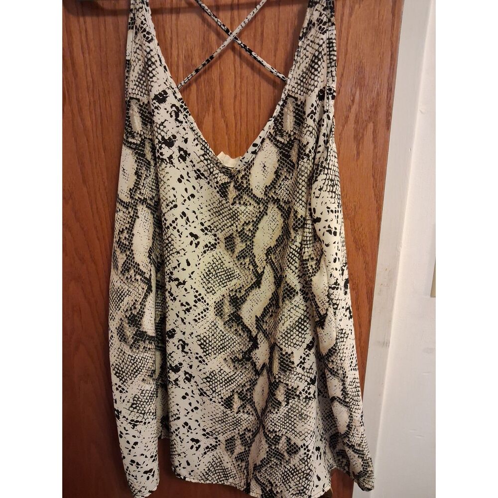 Snake Print Criss Cross Straps Tank Top Size L - Picture 2 of 2